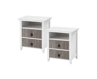 gaomon Nightstand Set of 2 with 2 Storage Drawers, Farmhouse End Side Table with Wave Fluted Panel, Modern Night Stand for Bedroom, Living Room, Small