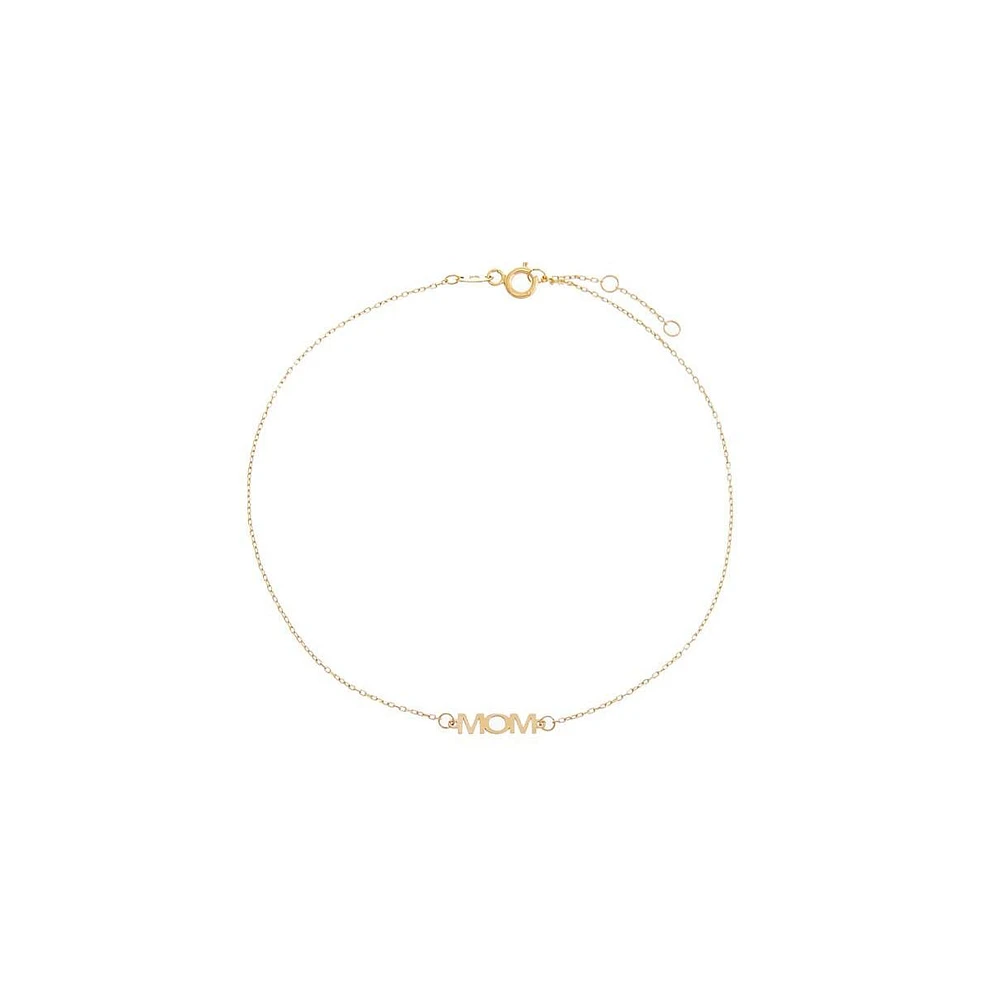 By Adina Eden Solid Mom Nameplate Anklet 14K