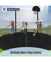 Slickblue 14FT Trampoline for Kids with Safety Enclosure Net, Basketball Hoop, and Ladder—Easy Assembly Round Outdoor Recreational Trampoline