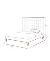 Inspired Home Telford Velvet Button Tufted Platform Bed King