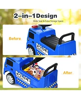 Hongge Mercedes Benz Kids Ride On Push Licensed Police Car-Blue