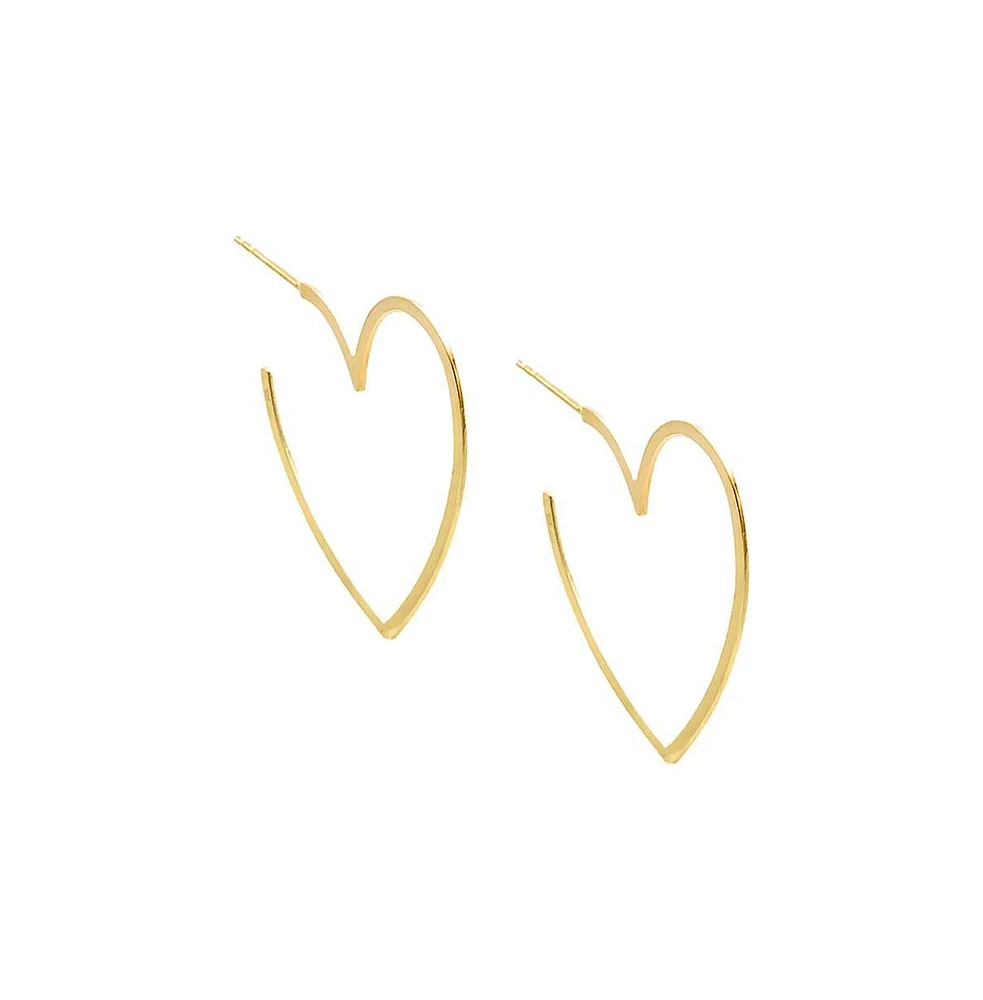 By Adina Eden Solid Open Heart Hoop Earring 14K