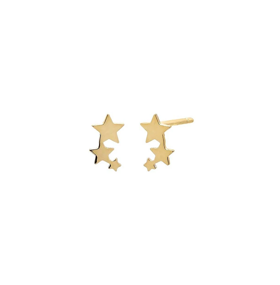 By Adina Eden Triple Star Curved Stud Earring 14K