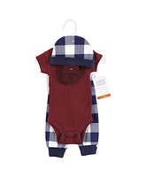 Hudson Baby Baby Boys Thermal Preemie Layette Set 4pc Short Sleeve Outfit, Navy Plaid, Preemie