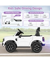 Hongge 12V Electric Kids Ride on Car Licensed Ford Ranger with Remote Control and Music-White