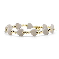 Bowood Lane Non-Tarnishing Gold filled, 3mm Ball and Mother of Pearl Heart Stretch Bracelet