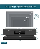 Slickblue 51.18-Inch Black Modern Tv Stand with Led Lights and High Glossy Front, Perfect for Lounge Room, Living Room, or Bedroom