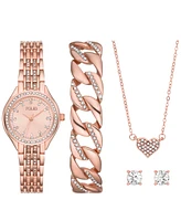 Folio Women's Three Hand Rose Gold-Tone Alloy Watch, 30mm - Rose Gold