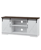 gaomon Farmhouse Tv Stand for 65 Inch Tv, Entertainment Center with Storage and Sliding Barn Doors(White