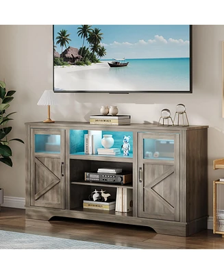 gaomon 58'' Farmhouse Tv Stand with Led Lights