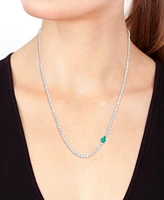 Effy Pear-Shape Lab Grown Emerald (1/2 ct. t.w.) & Lab Grown Diamond (3 ct. t.w.) 18" Tennis Necklace in 14k White Gold