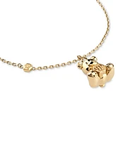 Philipp Plein Valentine Teddy Bear Charm 17-3/4" Pendant Necklace in Gold Ion-Plated Stainless Steel