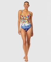 Anne Cole Women's Floral-Print Draped Underwire One-Piece Swimsuit