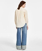 Self Esteem Juniors Striped Long Sleeve Button Up Shirt Hippie Rose Juniors T Shirt Madden Girl Juniors Wide Leg Cuffed Jeans