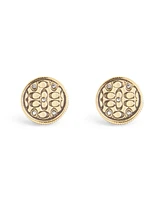 Coach Faux Stone Signature Quilted Coin Stud Earrings