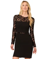 Adrianna by Adrianna Papell Women's Lace-Trim Long-Sleeve Sheath Dress