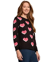 Jones New York Women's Scatter Heart Crewneck Sweater