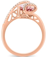 Effy Pear-Shape Morganite (1-3/4 ct. t.w.) & Diamond (1/8 ct. t.w.) Statement Ring in 14k Rose Gold