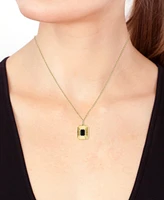 Effy Emerald-Cut Onyx & Diamond (1/10 ct. t.w.) 18" Pendant Necklace in 14k Yellow Gold