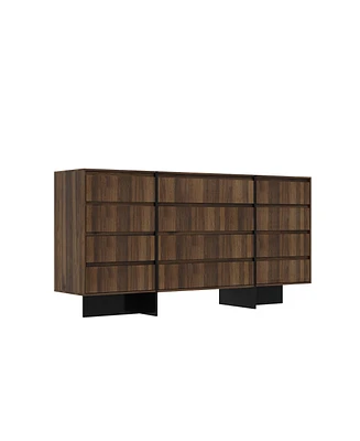 Homsee 70.9" Dresser with 12 Handleless Drawers, Wooden Storage Dresser for Bedroom Living Room