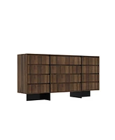 Homsee 70.9" Dresser with 12 Handleless Drawers, Wooden Storage Dresser for Bedroom Living Room