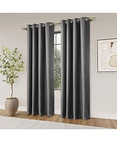 Textured 100% Blackout Grommet Curtains Pair(2 panels