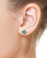 Effy London Blue Topaz (2-5/8 ct. t.w.) & Diamond Accent Flower Stud Earrings in 14k Yellow Gold