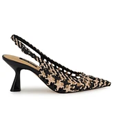 Nine West Women's Madalene Woven Slingback Kitten Heel Pumps