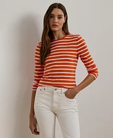 Lauren Ralph Women's Striped Stretch Cotton Long-Sleeve Tee