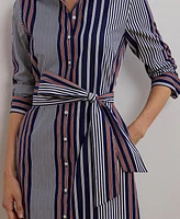 Lauren Ralph Women's Striped Cotton Broadcloth Shirtdress