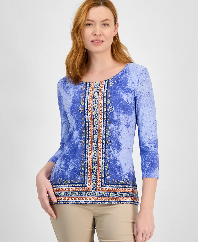 Jm Collection Women's Printed Jacquard Top, Exclusively at Macy's