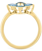 Effy London Blue Topaz (2-1/3 ct. t.w.) & Diamond Accent Flower Statement Ring in 14k Yellow Gold