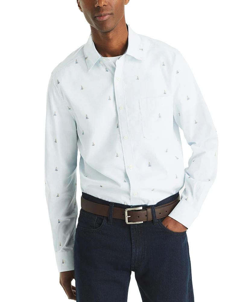 Nautica Men's Long Sleeve Printed Button Down Shirt