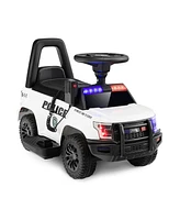 Hongge 6V Kids Ride On Police Car with Real Megaphone and Siren Flashing Lights-White