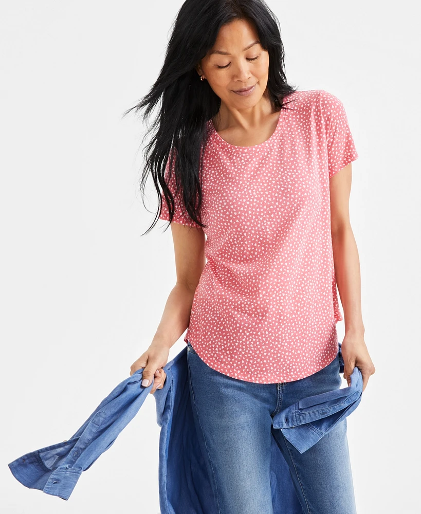 Style & Co Women's Heart Printed Short-Sleeve T-Shirt, Exclusively at Macy's