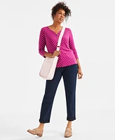 Style & Co Women's Printed 3/4-Sleeve Henley Top, Exclusively at Macy's