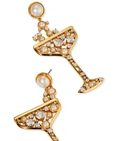 Ajoa Gold-Tone Imitation Pearl & Cubic Zirconia Bubbly Champagne Drop Earrings