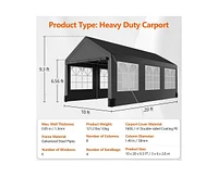 gaomon 10'x20' Heavy Duty Carport Canopy with 6 Roll-up Windows, All-Season Tarp Cover, Metal Roof - Ideal for Car, Suv, Truck & Boat