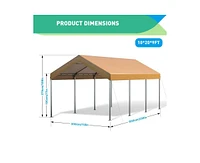 gaomon 10x20FT Heavy Duty Carport Car Canopy Portable Car Tent Garage Bike Boat Shelter Party Tent with Side Walls Door and Ventilation Windows Stable