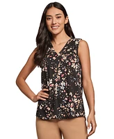 Jones New York Women's Printed Moss Crepe Sleeveless Top