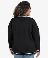 Karl Lagerfeld Paris Plus V-Neck Button-Front Cardigan, Exclusively at Macy's