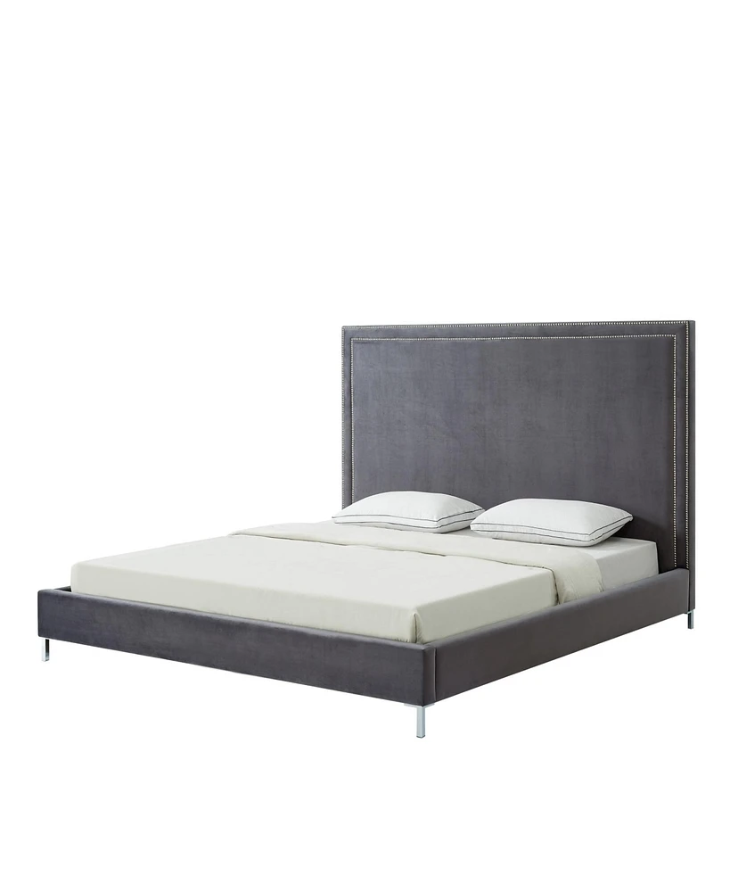 Inspired Home Samuele Velvet Platform Bed King