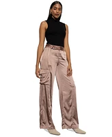 Sanctuary Women's Satin Wide-Leg Cargo Pants