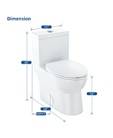 gaomon One-Piece Toilet,Dual Flush Elongated Toilet with Soft Close Seat, High-Efficiency Supply, White