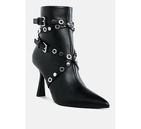 London Rag Jaunts Eyelets & Studs Harness Ankle Boots