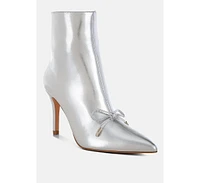 Rag & Co Capper Bow Detail Metallic High Ankle Boots