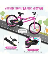 Hongge 18 Inch Led Lighted Kids Bike with Training Wheels and Headlight for Ages 4-8 Years-18 inches