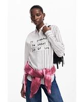 Desigual Women's Striped shirt with phrase