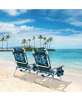 Sugift 4-Pack 5-Position Outdoor Folding Backpack Beach Reclining Chair with Pillow