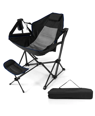 Sugift Hammock Camping Chair with Retractable Footrest and Carrying Bag